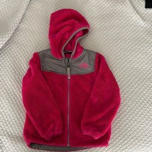 Pink fleece toddler zip up north fleece jacket hoodie.